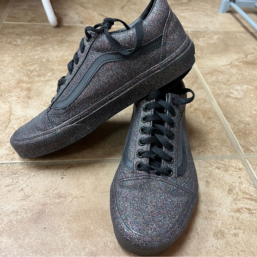 Black Multi Color Glitter Vans LIKE NEW